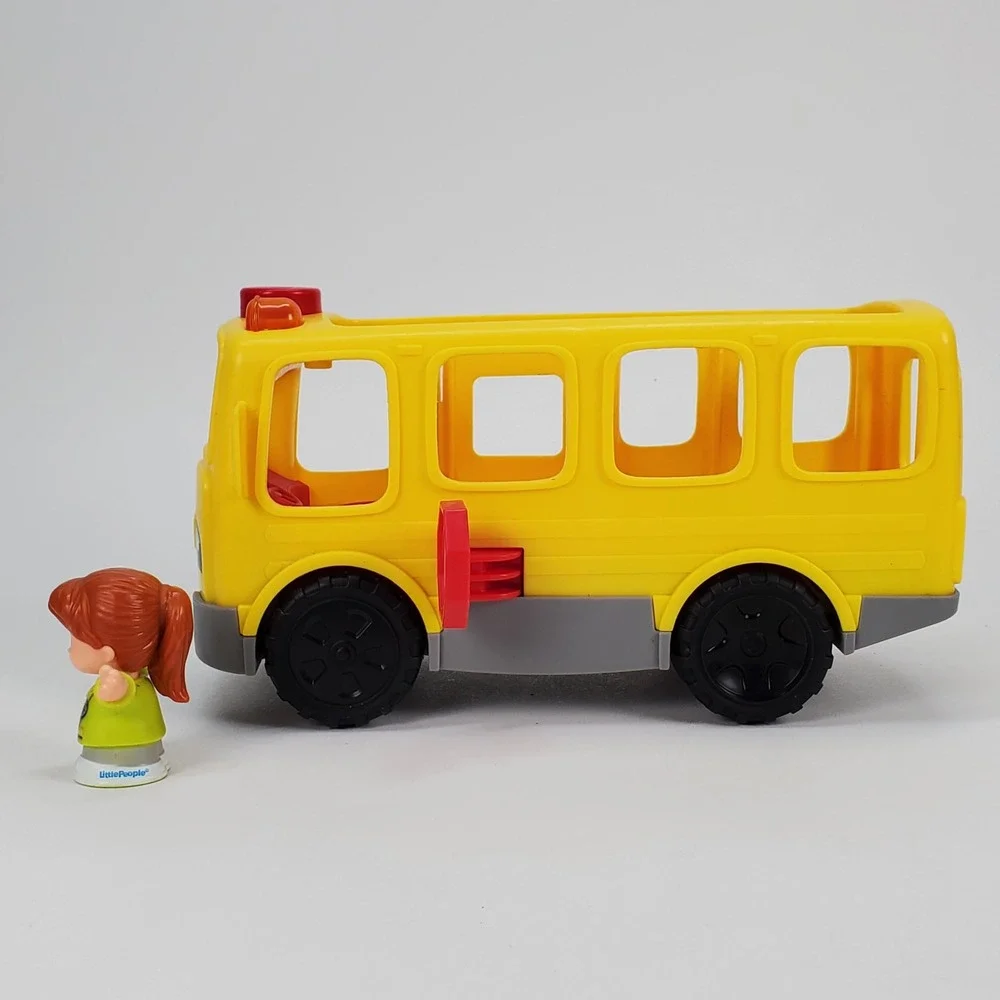 Fisher-Price Little People Sit with Me School Bus Yellow Musical Toy with Figure